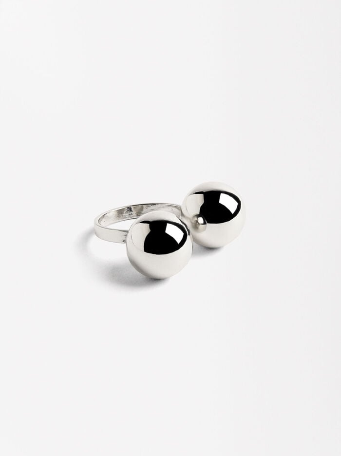Anillo abierto con esferas