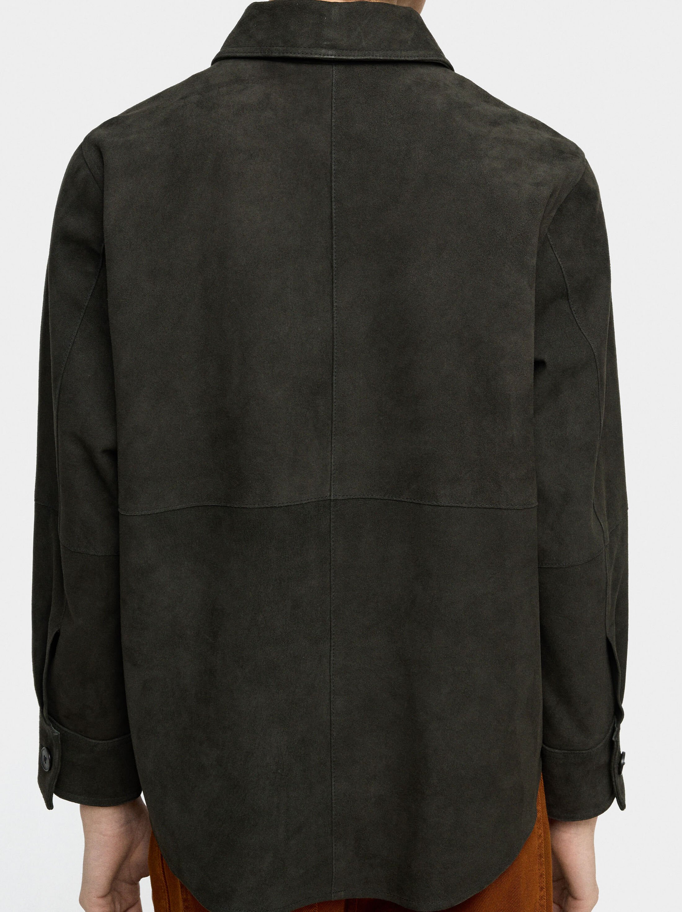 Suede leather overshirt image number 3.0