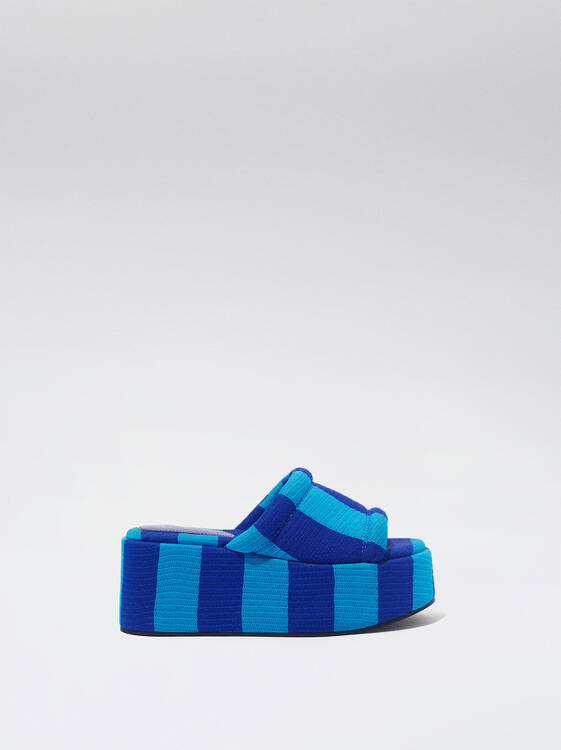 Sandali Con Tacco Piattaforma, Blu, hi-res