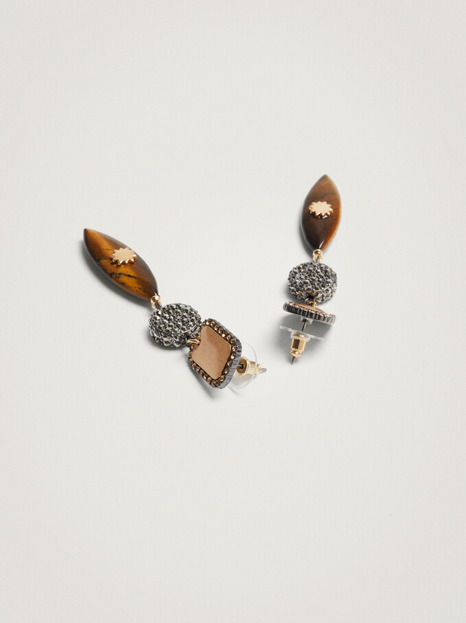 Long Earrings With Stone, Multicolor, hi-res