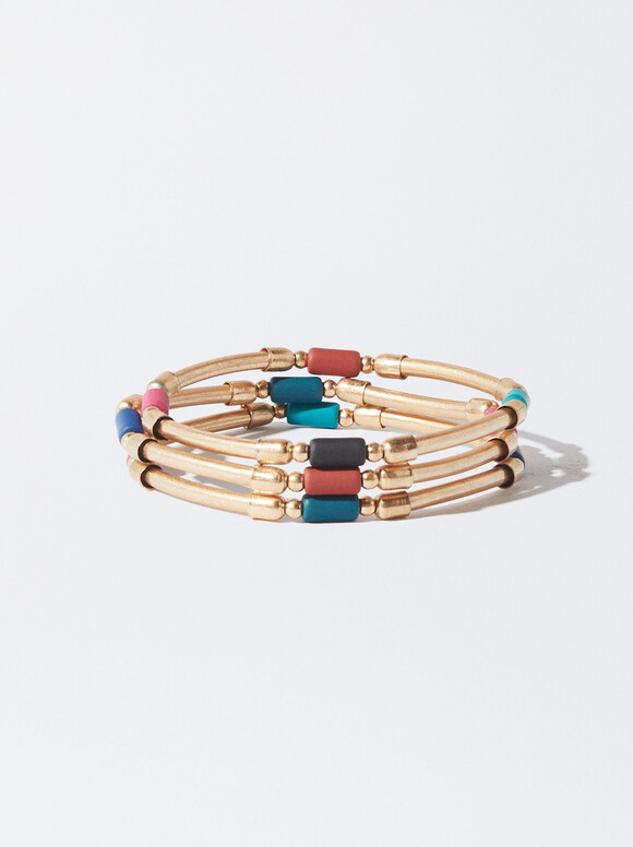 Bracelet Réglable En Perles Fantaisie, Multicolore, hi-res