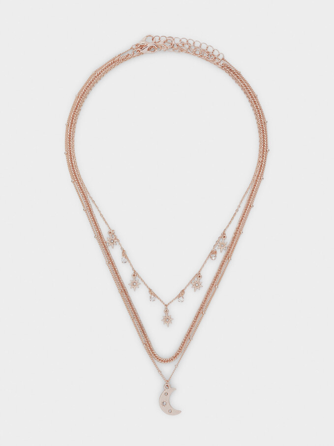 Set Of Necklaces With Moon And Stars, Orange, hi-res