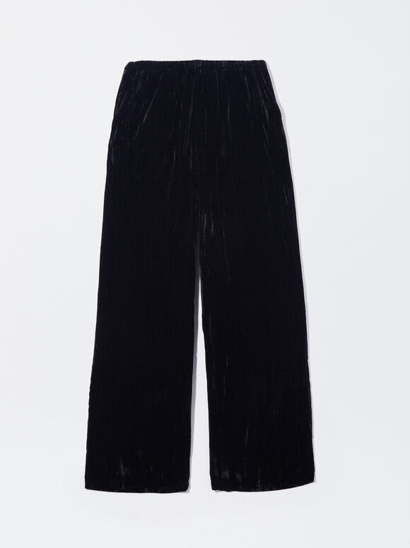 Online Exclusive - Velvet Trousers, Black, hi-res