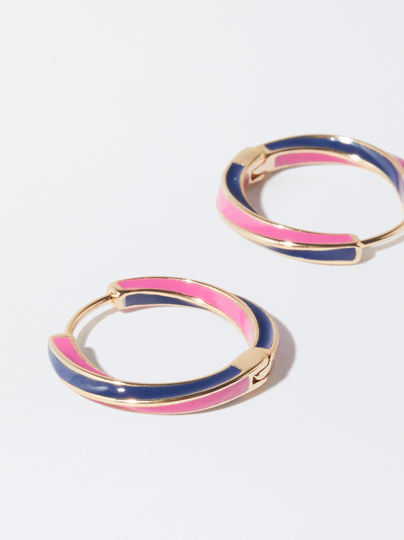 Enamel Earrings, Multicolor, hi-res