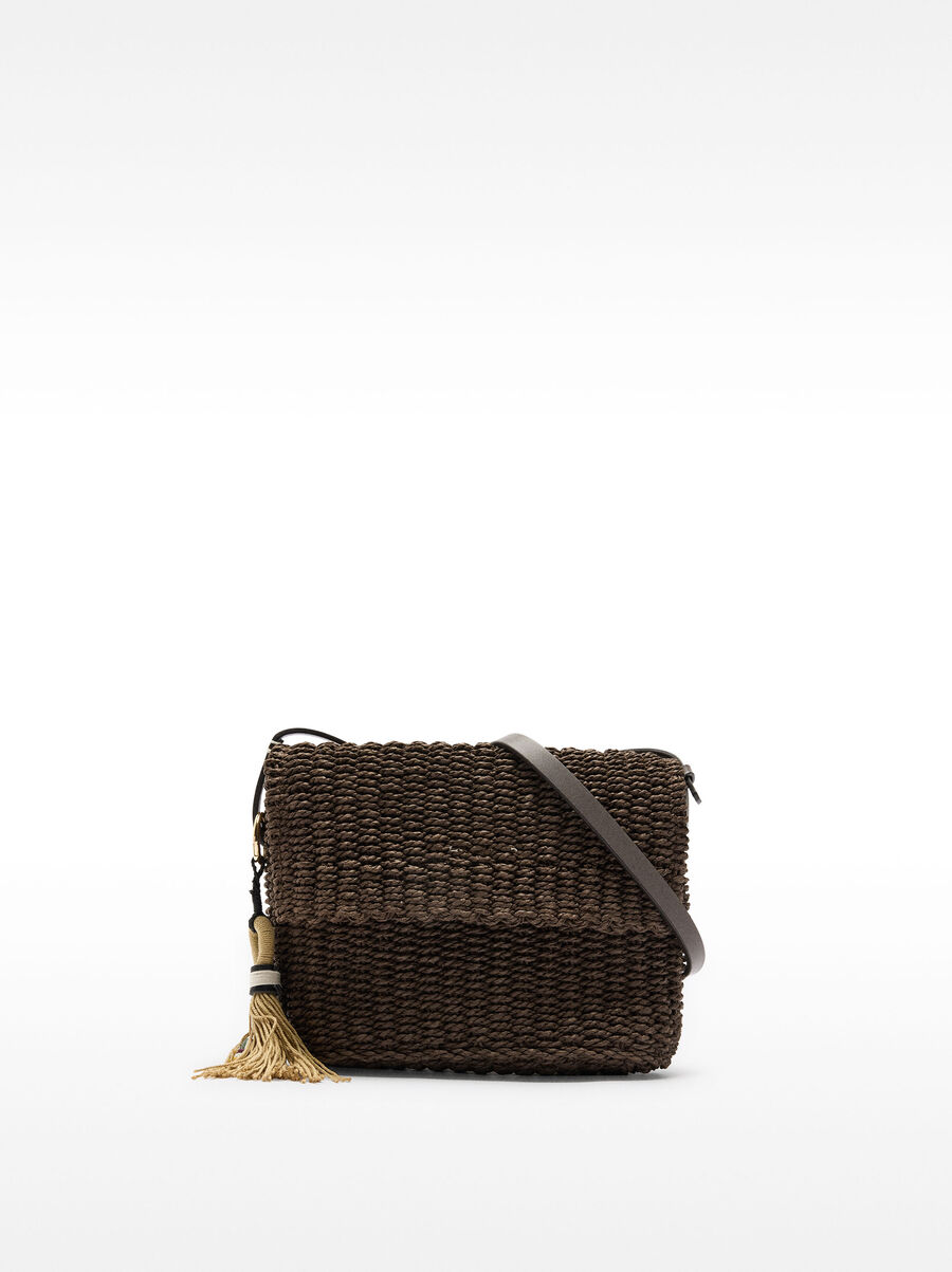 Crossbody bag with straw effect