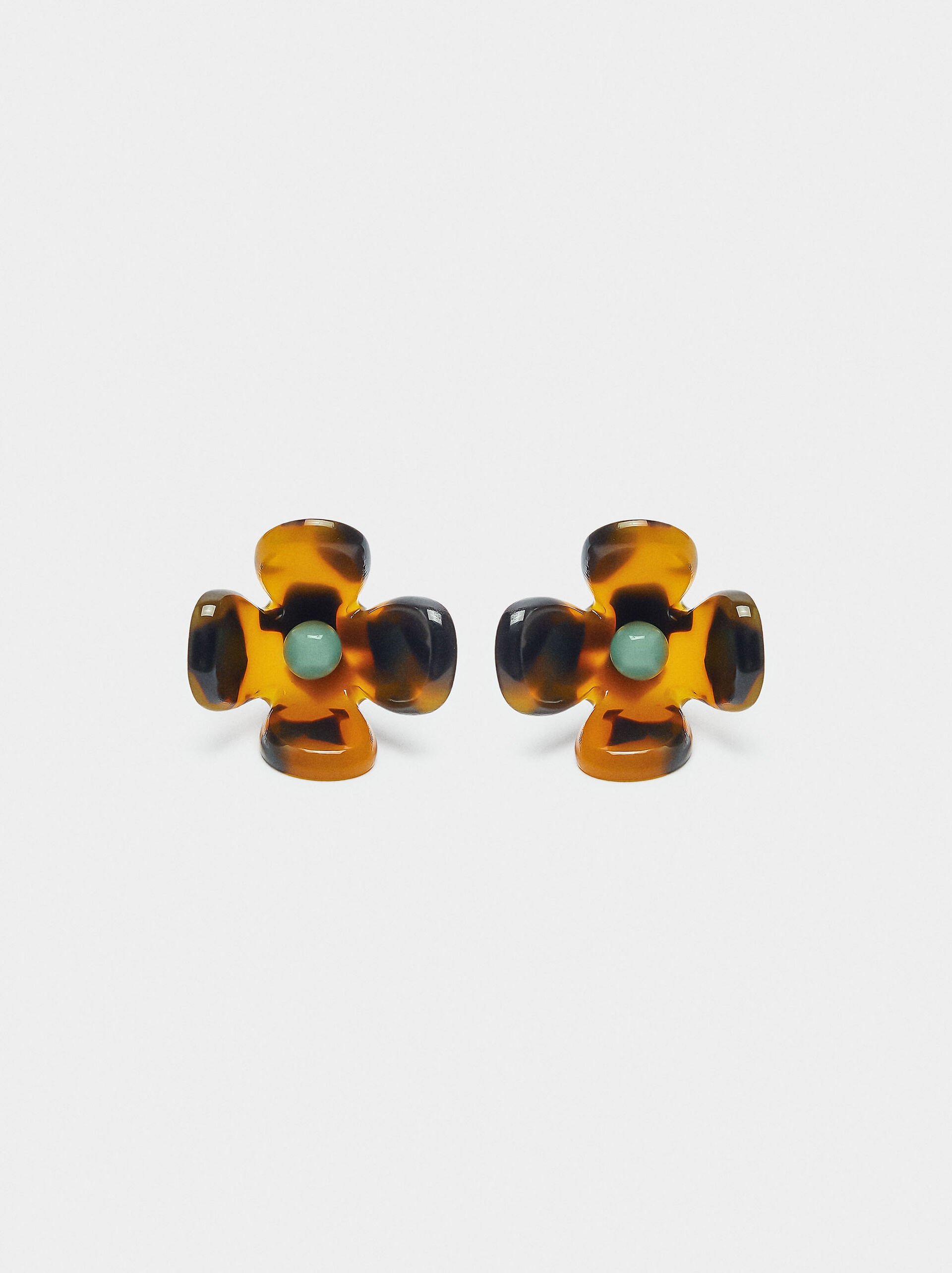 Flower earrings with tortoiseshell effect image number 0.0