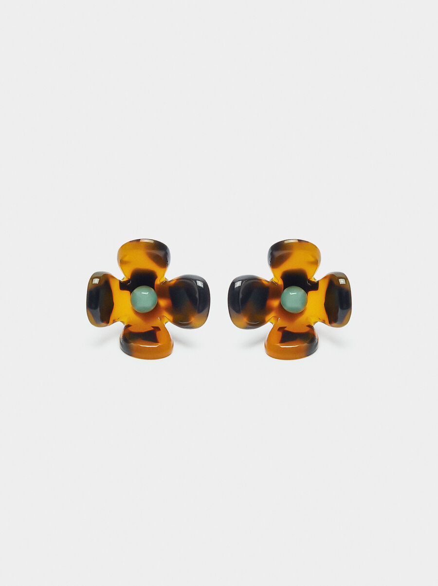 Pendientes de flor efecto carey