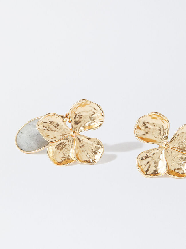 Flower Earrings With Stone image number 2.0