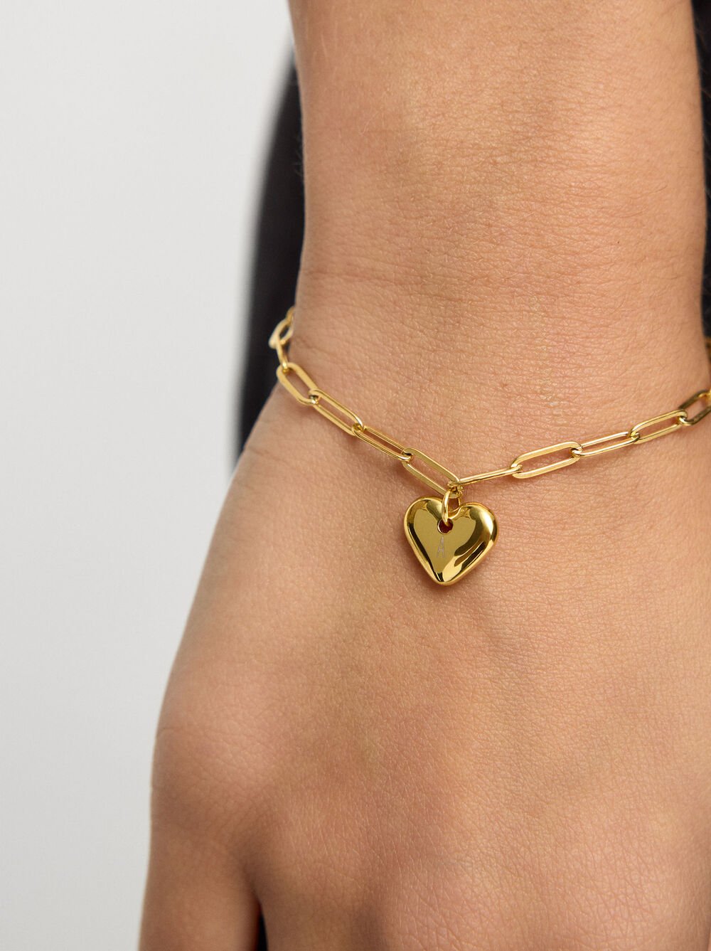 Bracelet of links with heart - stainless steel