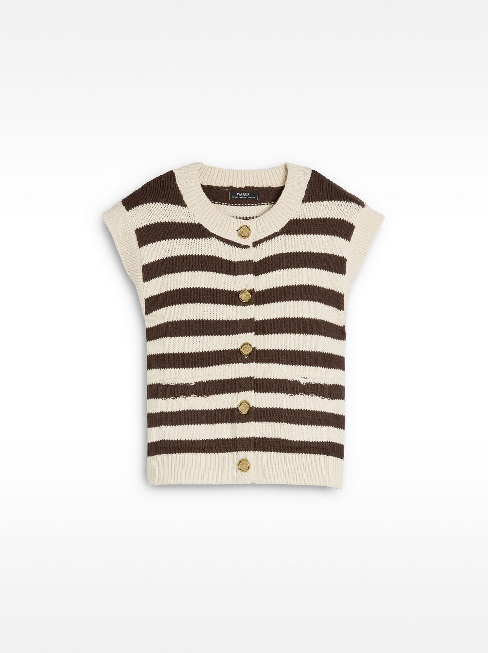 Knit vest with stripes