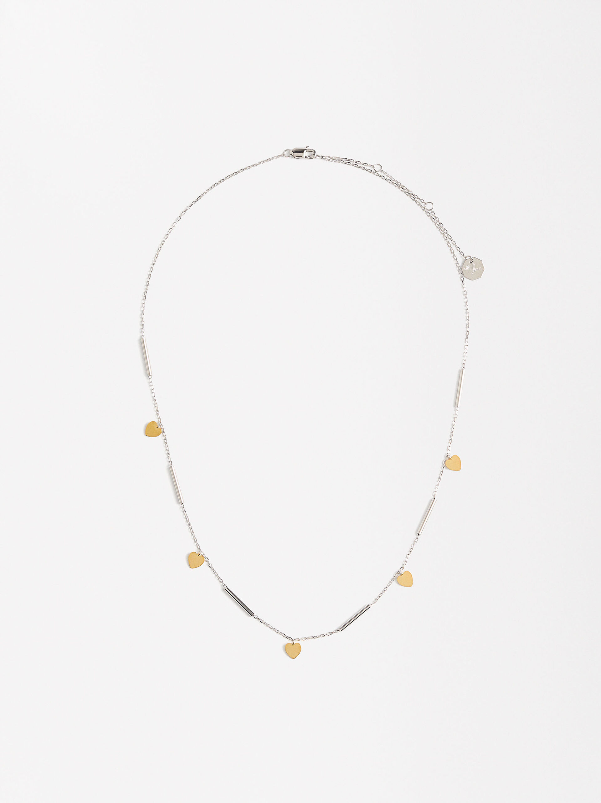 Bicolor necklace with hearts - 925 sterling silver image number 1.0
