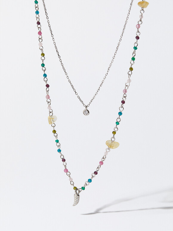 925 Silver Necklace With Stone, Multicolor, hi-res
