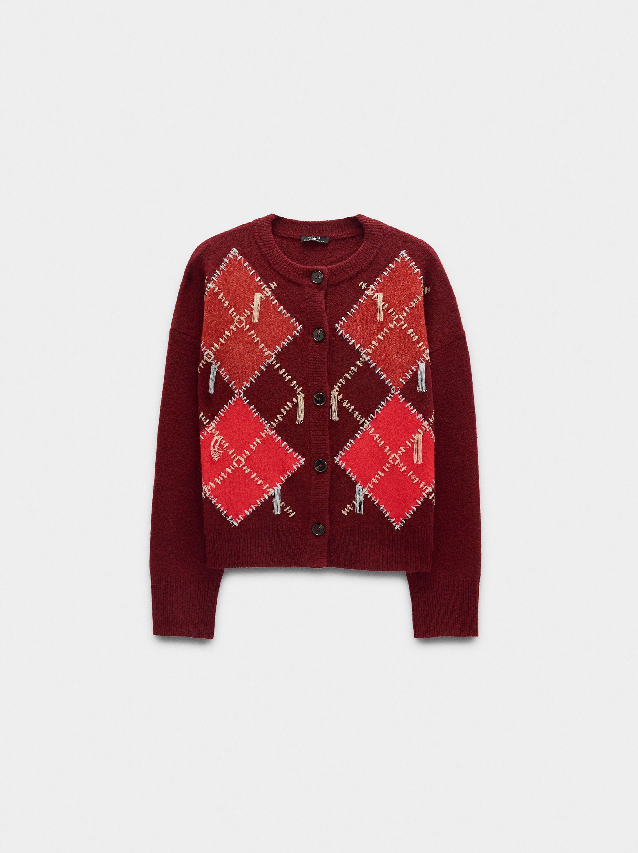 Knitted cardigan with argyle pattern image number 4.0