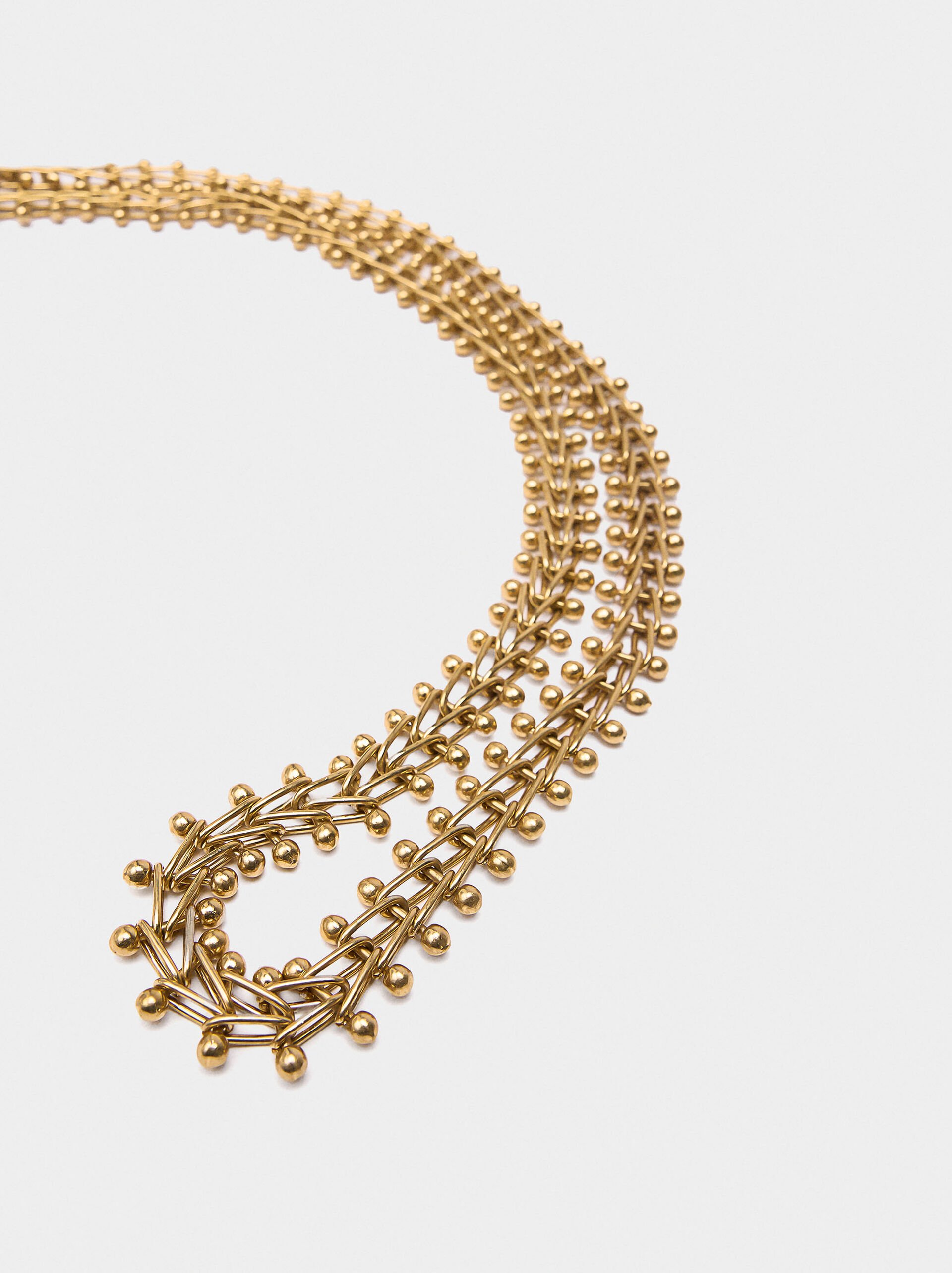 Long necklace pendant metallic fringes image number 1.0