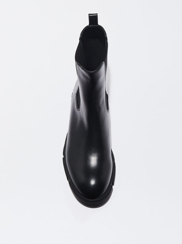 Online Exclusive - Track Sole Elastic Ankle Boots, Black, hi-res