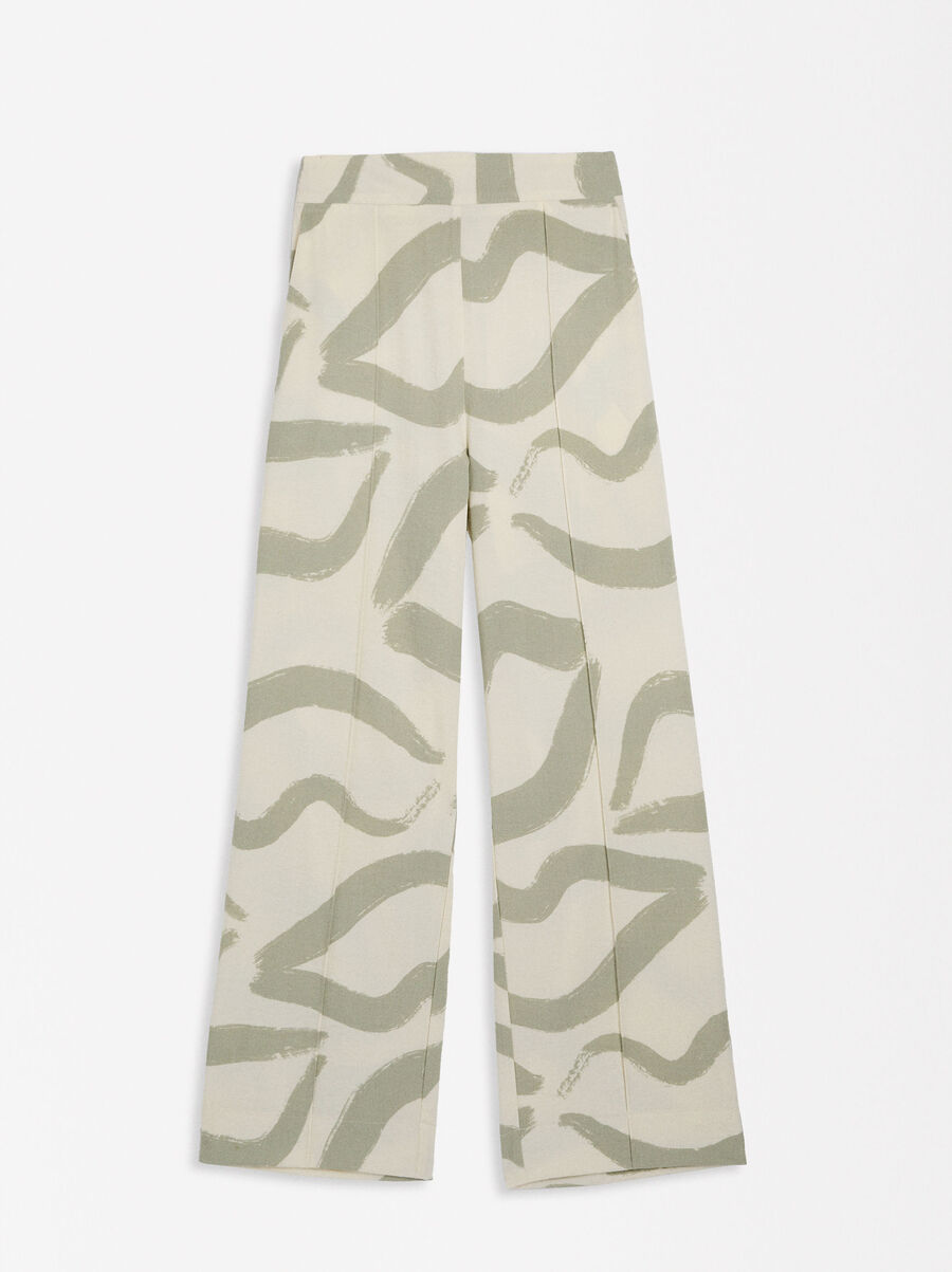 Printed pants with elastic waistband