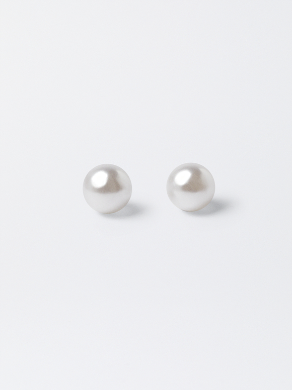 Earrings With Pearls, Beige, hi-res