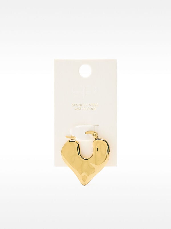 Single earring with embossed heart - stainless steel