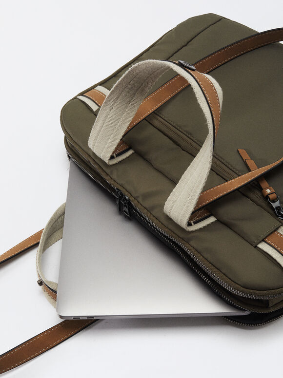 Nylon 15” Laptop Bag, Khaki, hi-res