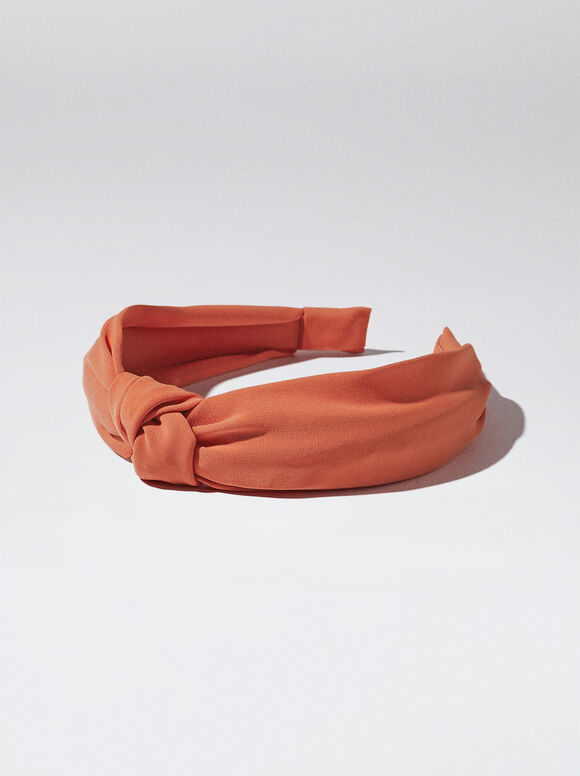 Wide Headband With Knot, Orange, hi-res