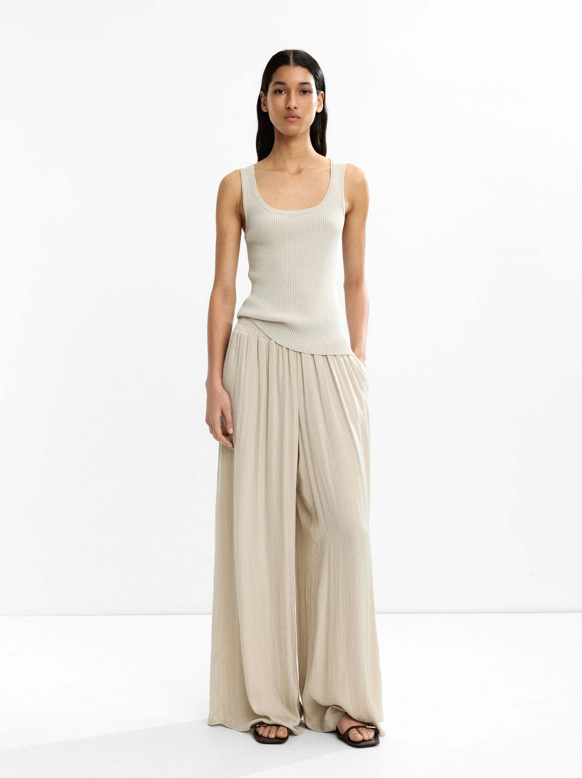 Pleated textured trousers image number 0.0