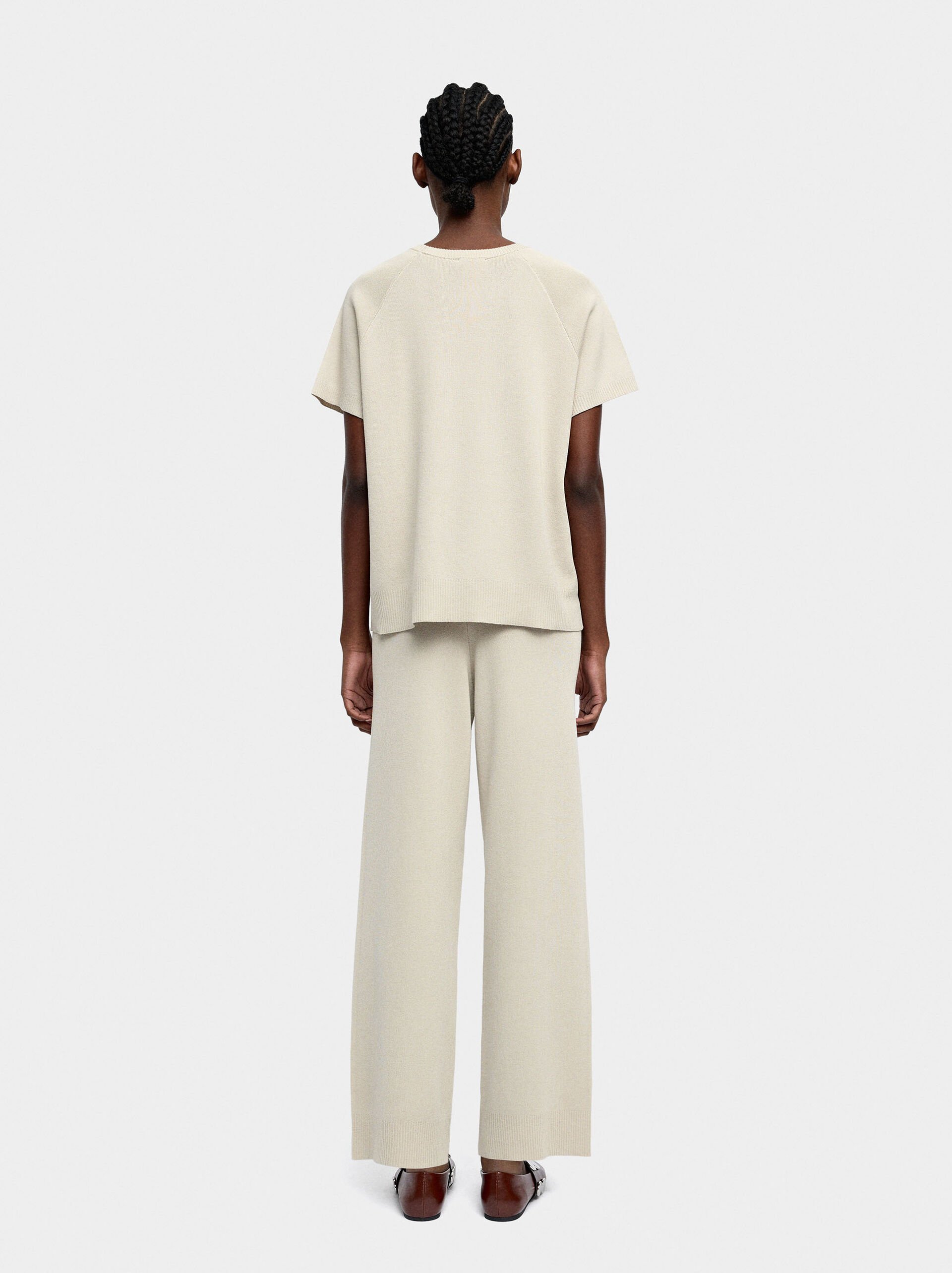 Elastic waist knit trousers image number 2.0