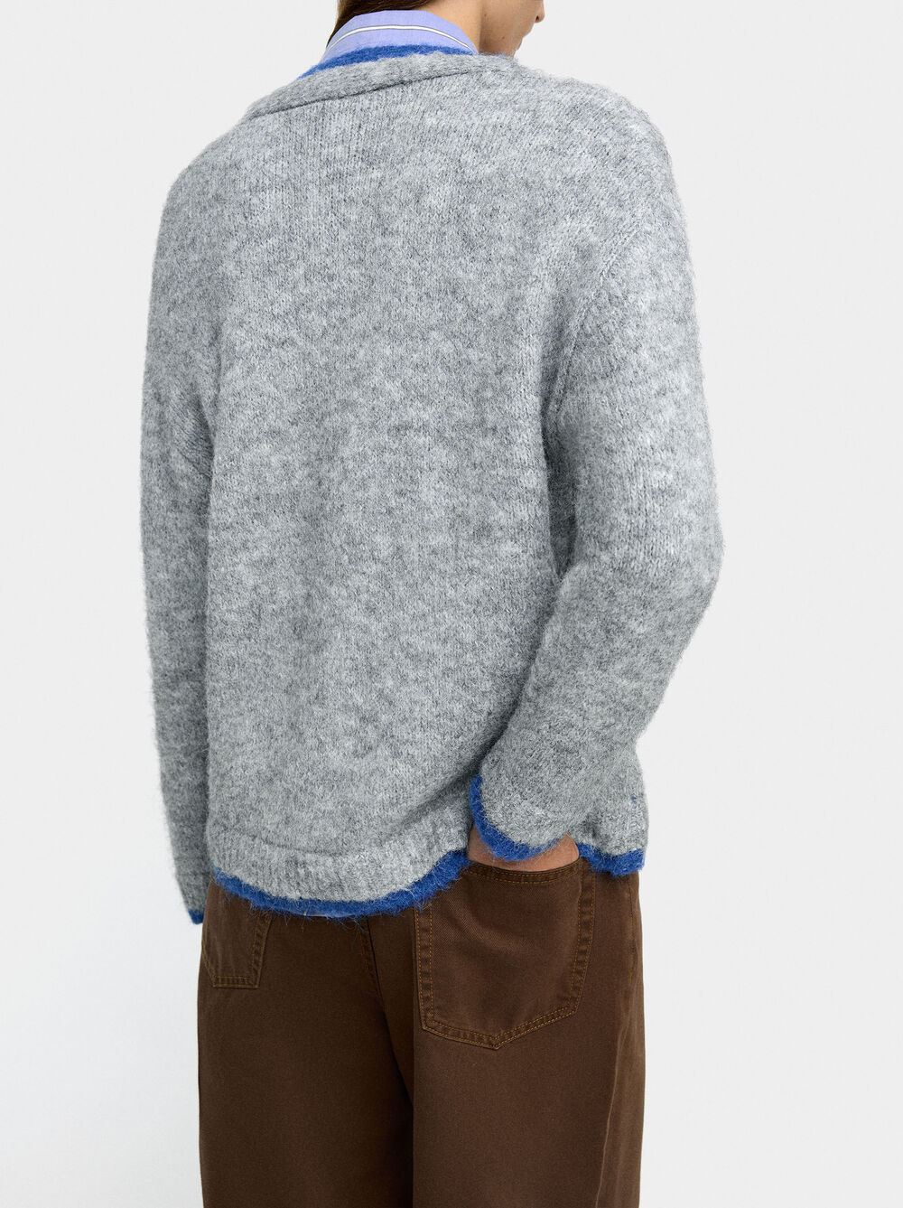 Knit cardigan with contrast edges