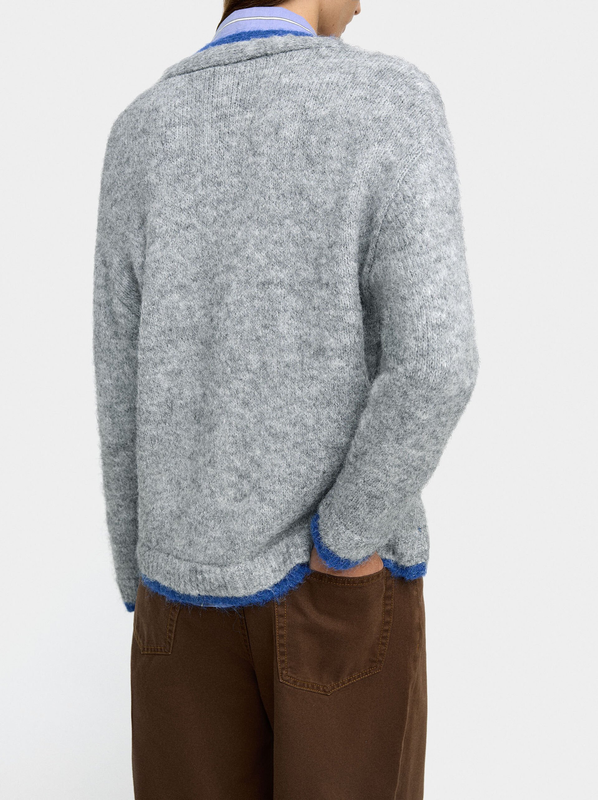 Cardigan en maille à bords contraste image number 4.0