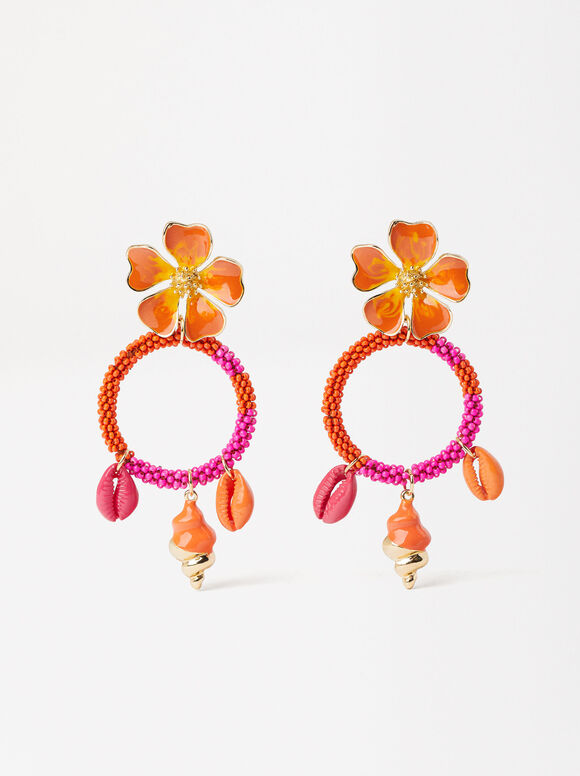 Multicolor Flower Earrings, Multicolor, hi-res