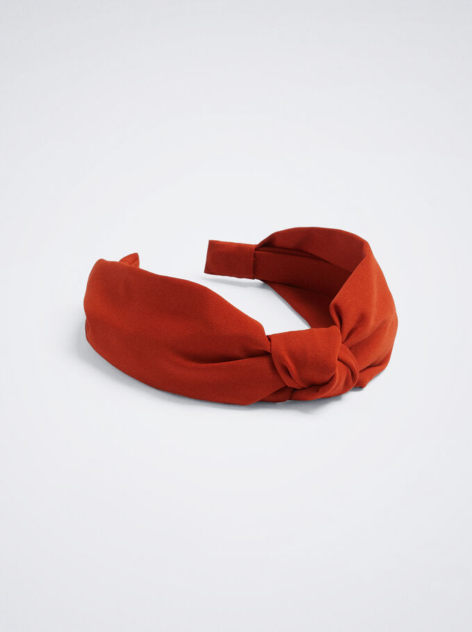 Wide Headband With Knot, Brick Red, hi-res