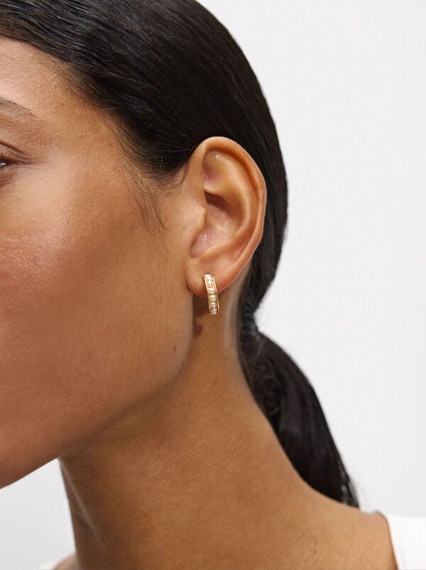 Hoop earrings with pearls - 925 sterling silver