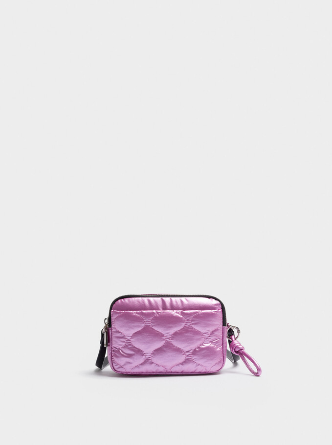 Quilted Nylon Crossbody Bag, Pink, hi-res