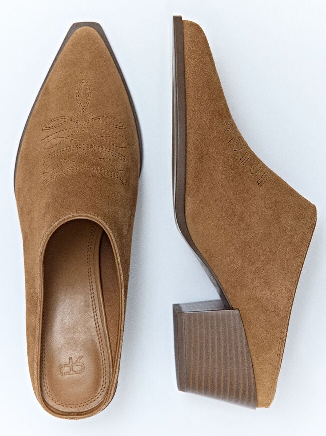 High Heel Leather Mules