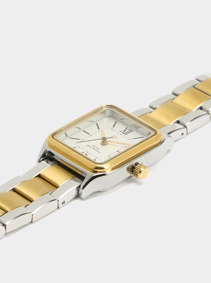 Bicolor watch with stainless steel bracelet