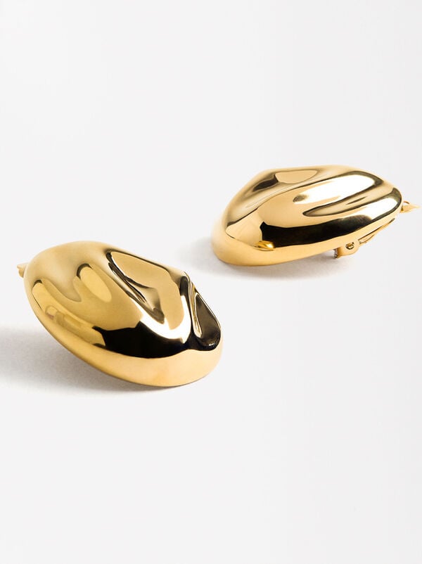 Relief oval earrings - Stainless steel