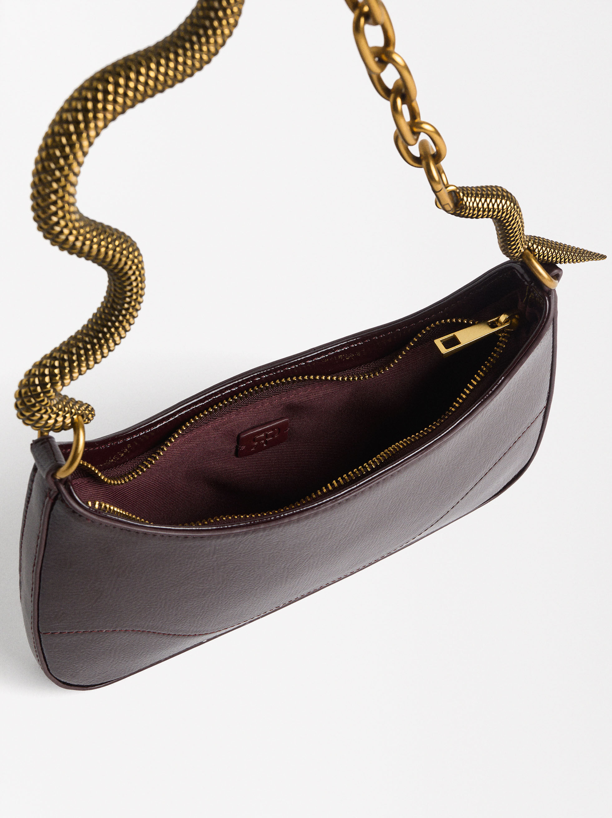 Snake Print Shoulder Bag Black Parfois