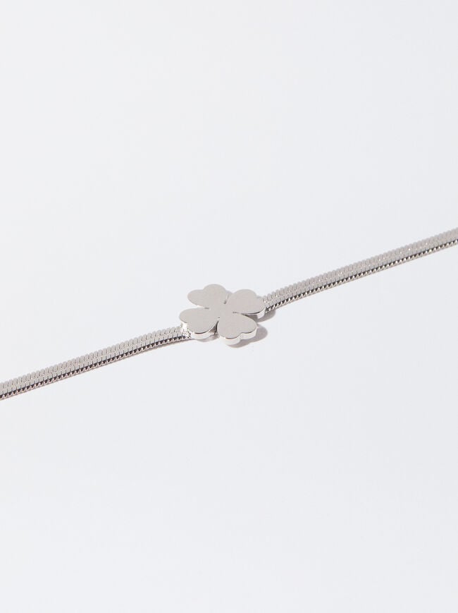 Stainless Steel Bracelet With Shamrock image number 1.0