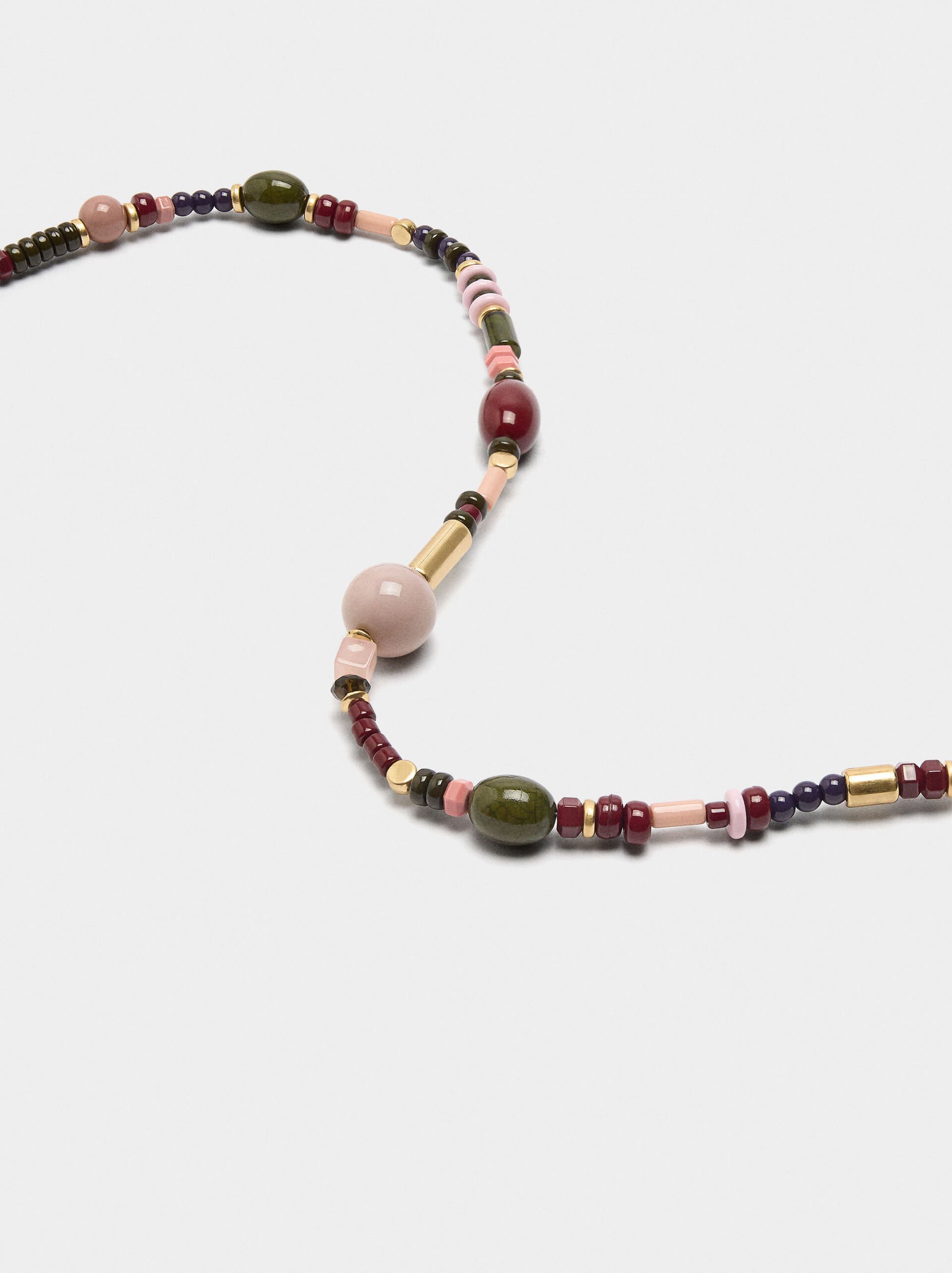 Short necklace with beads stone effect image number 1.0