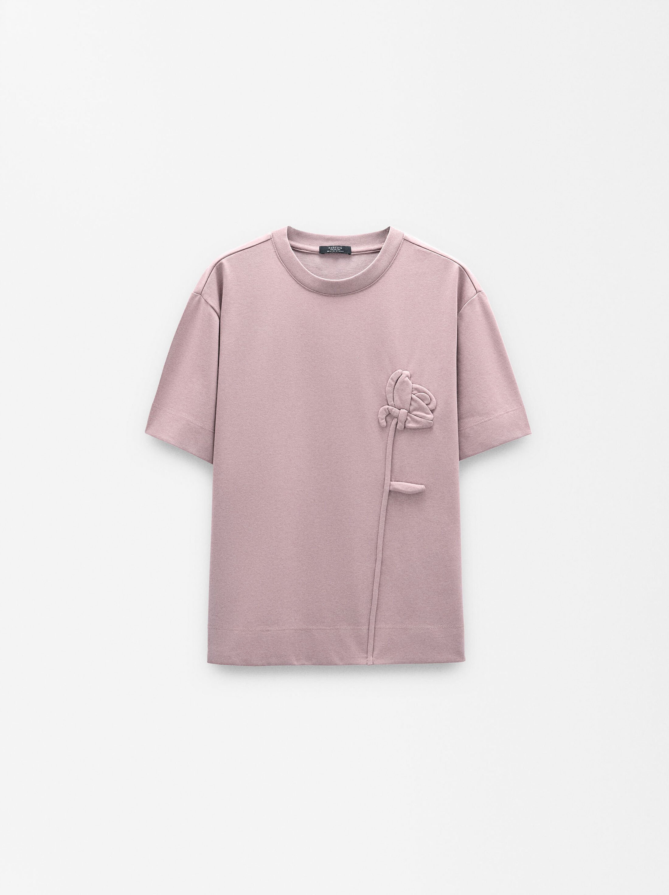 Cotton t-shirt with flower image number 4.0