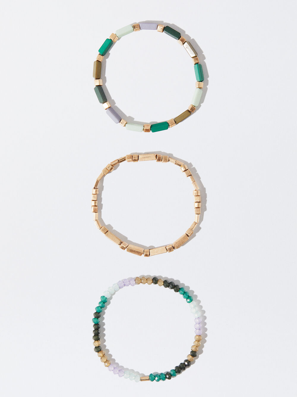 Set Of Elastic Bracelets With Crystals