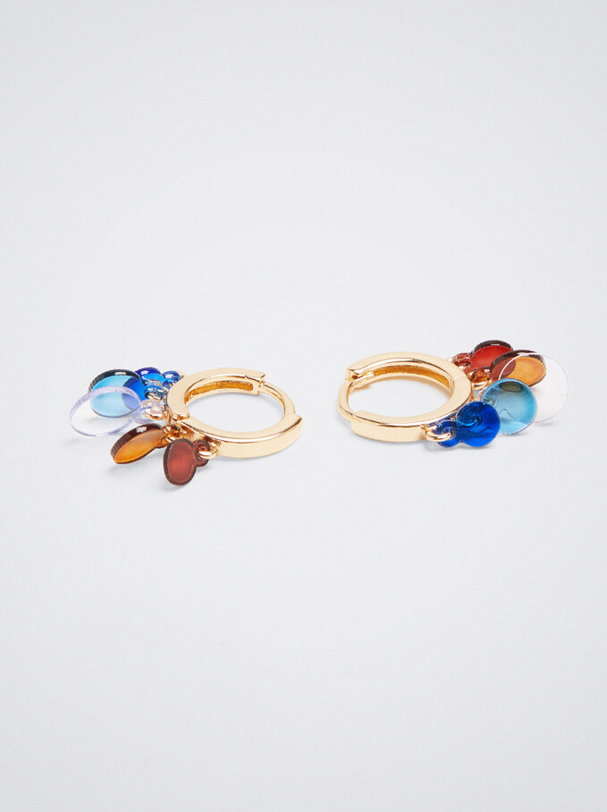 Multicoloured Hoop Earrings, Multicolor, hi-res