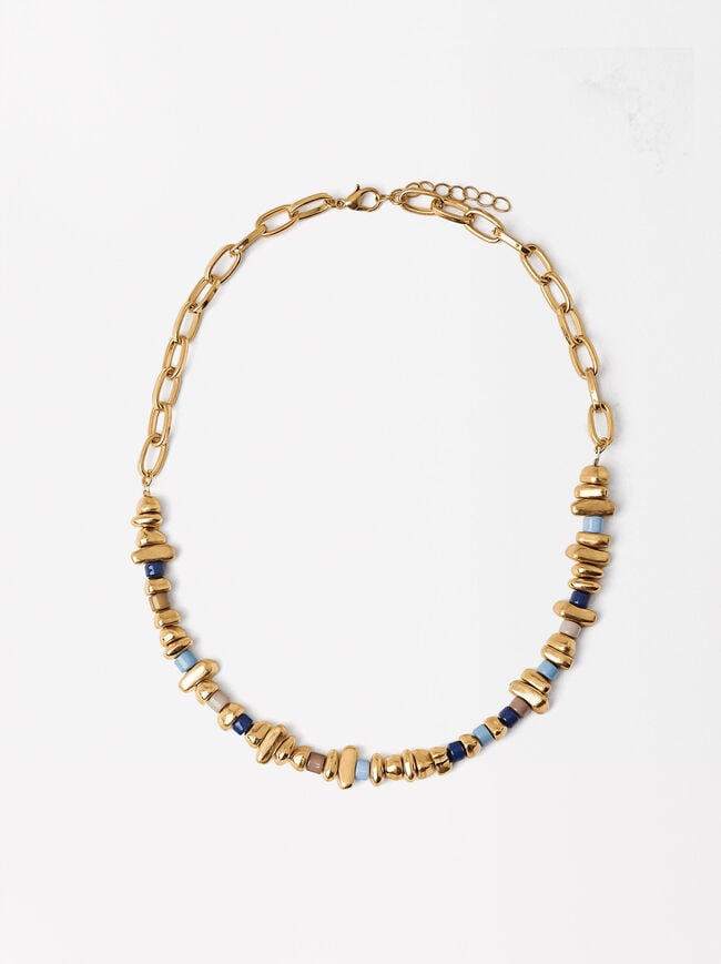 Gold Necklace With Colored Detail image number 0.0