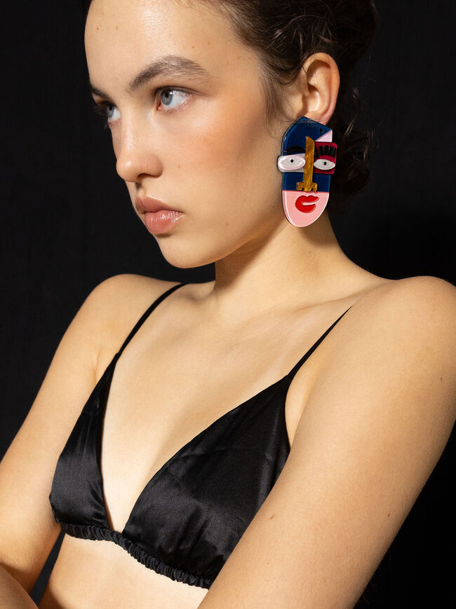 Multicolor Mask Earrings image number 0.0