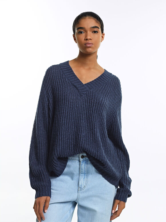 Knit Sweater With Wool, Blue, hi-res