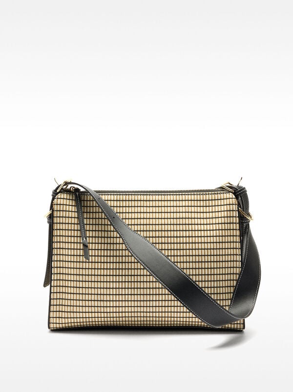 Striped straw effect shoulder bag