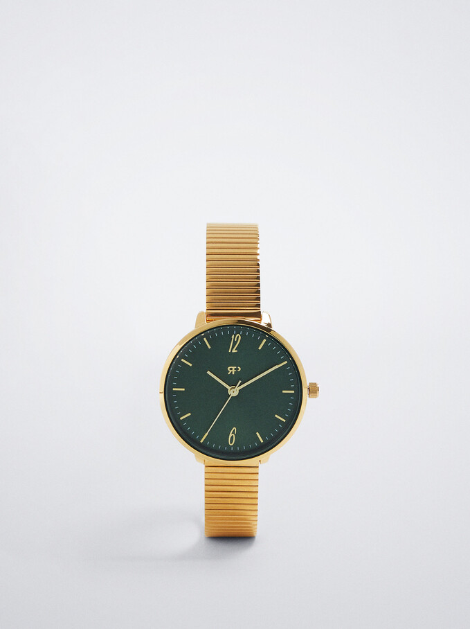 Montre En Acier Avec Cadran En Contraste, Doré, hi-res