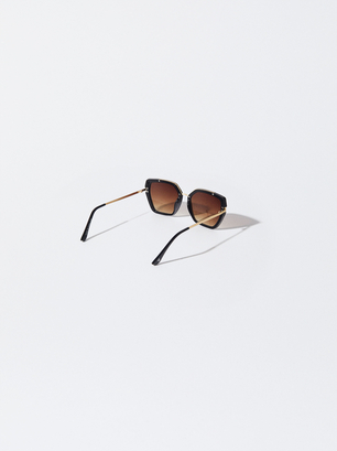 Quadratische Sonnenbrille, Schwarz, hi-res