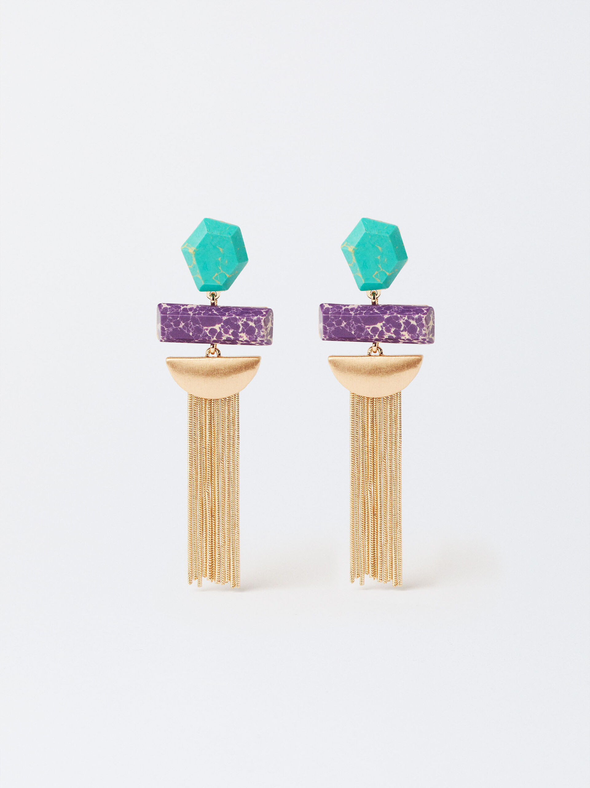Gold-Toned Earrings With Stones image number 0.0