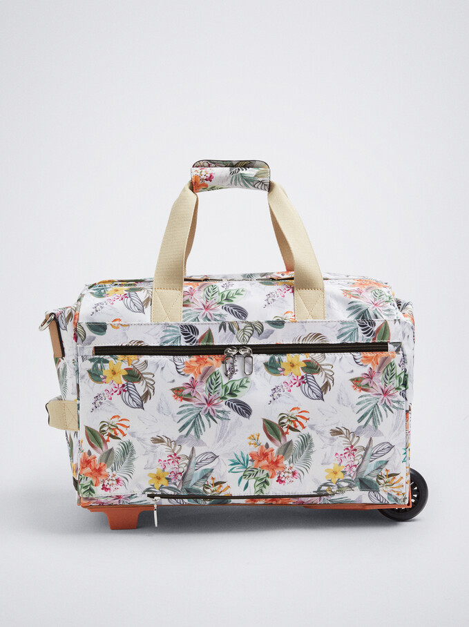 Floral Print Weekend Bag, Orange, hi-res