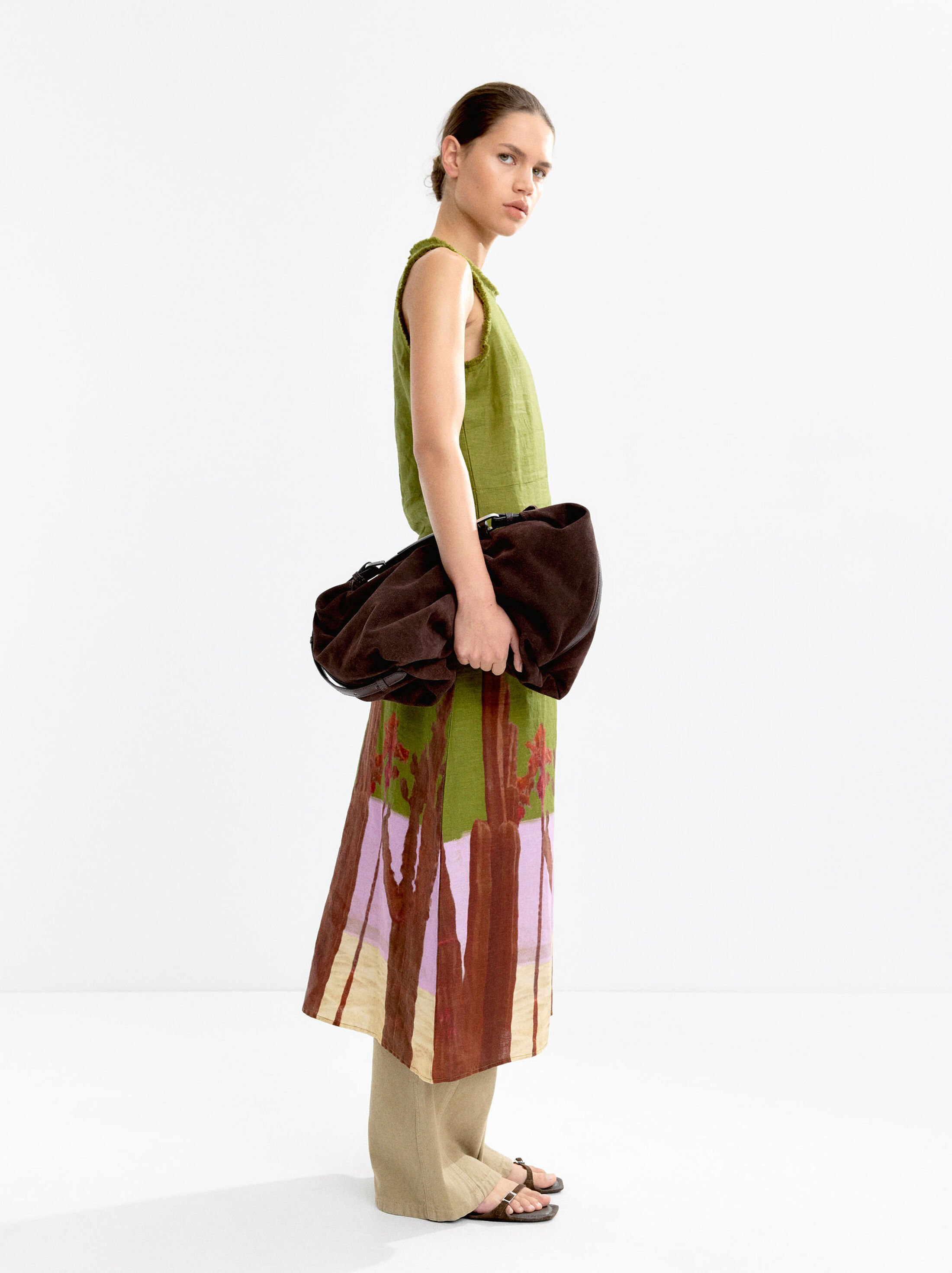 100% linen dress with print image number 2.0